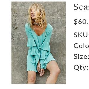 Free People Beach Seashore Tiered Sleeve Mini Dress NWOT